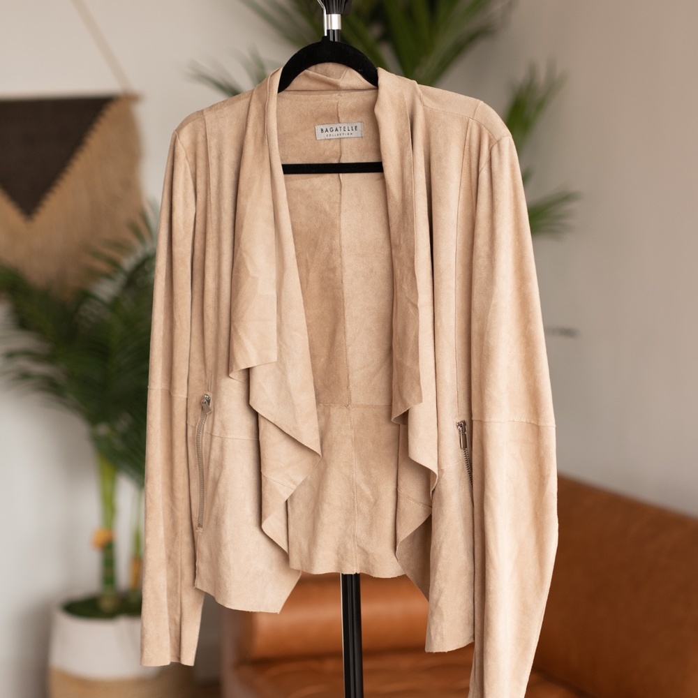 Cream Suede Moto Jacket